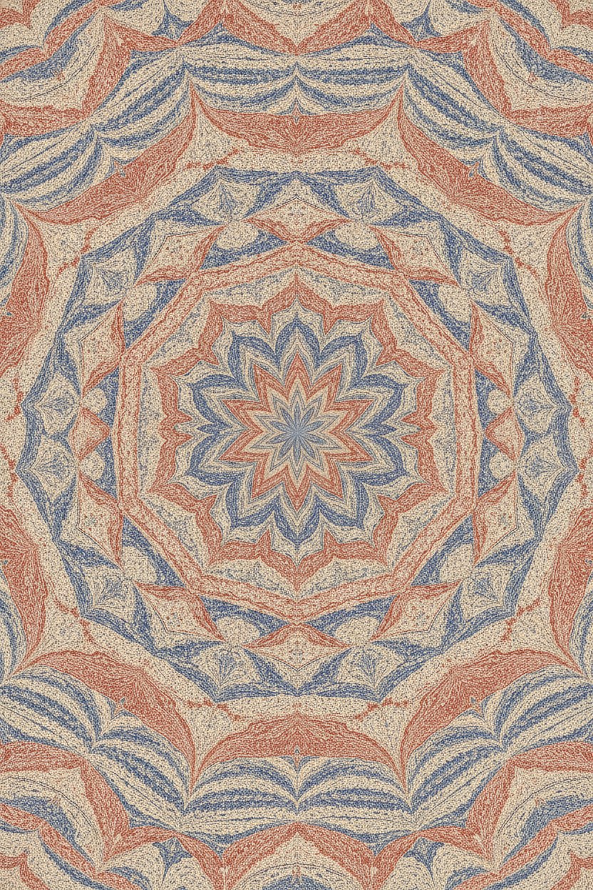 Hatip ebrusu — merkezden açılan simetrik geometrik form